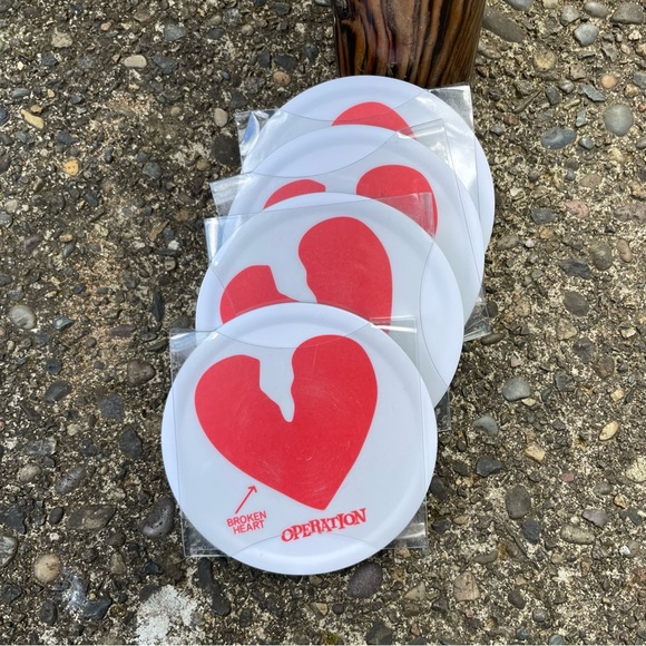 Hasbro Operation Broken Heart Ceramic Drink Coasters Junk Food Game Red - Picture 3 of 16